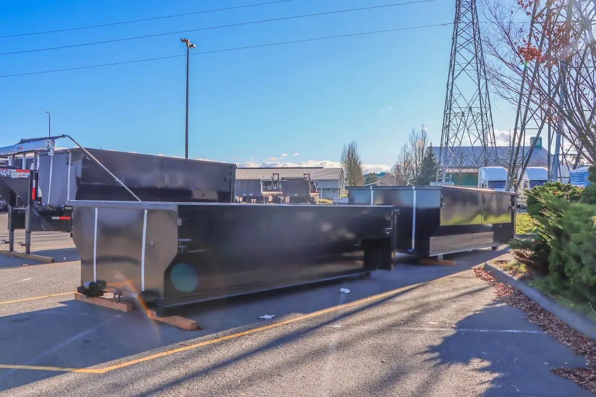 Roll-off dumpster ready for waste disposal at job site for Estate Cleanout Dumpster Rental in Camden